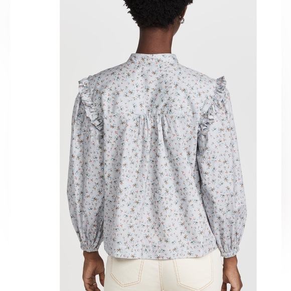 Something Navy floral ruffle blouse - Picture 2 of 7